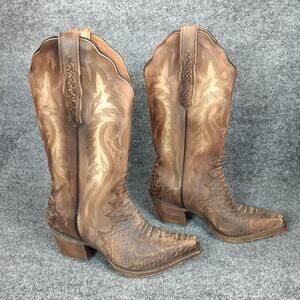 Dan Post Lauren Western Boots Women Size 7 Brown Snip Toe Cowgirl